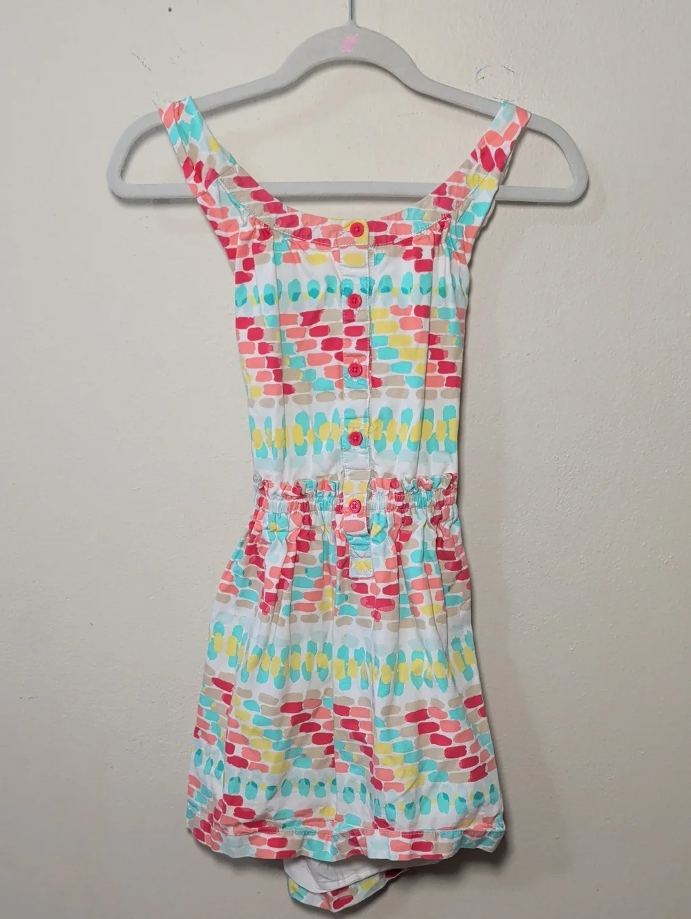 Gymboree Colorful Sundress White Red Button Front Crisscross Straps Girls Size 5